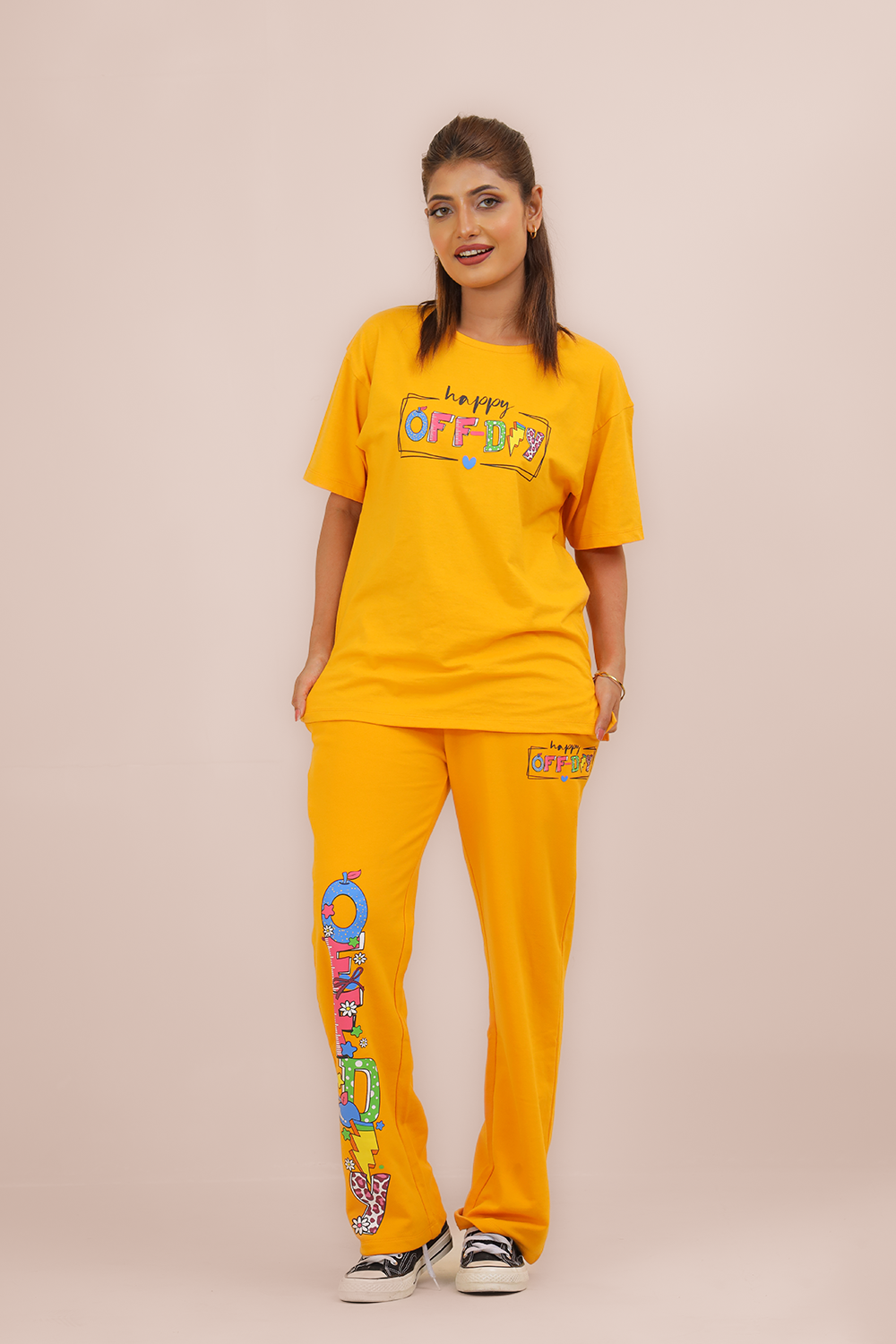 Women’s Offday Art's 2 Piece Set – T-Shirt (Cotton, GSM 180) & Pant (Terry Cotton, GSM 270) | Super Soft, Breathable & Comfort