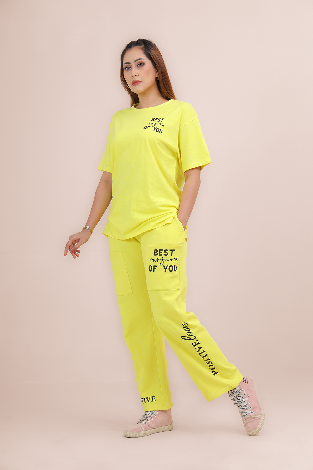 Women’s Best For You 2 Piece Set – T-Shirt (Cotton, GSM 180) & Pant (Terry Cotton, GSM 270) | Super Soft, Breathable & Comfort | OFFDAY