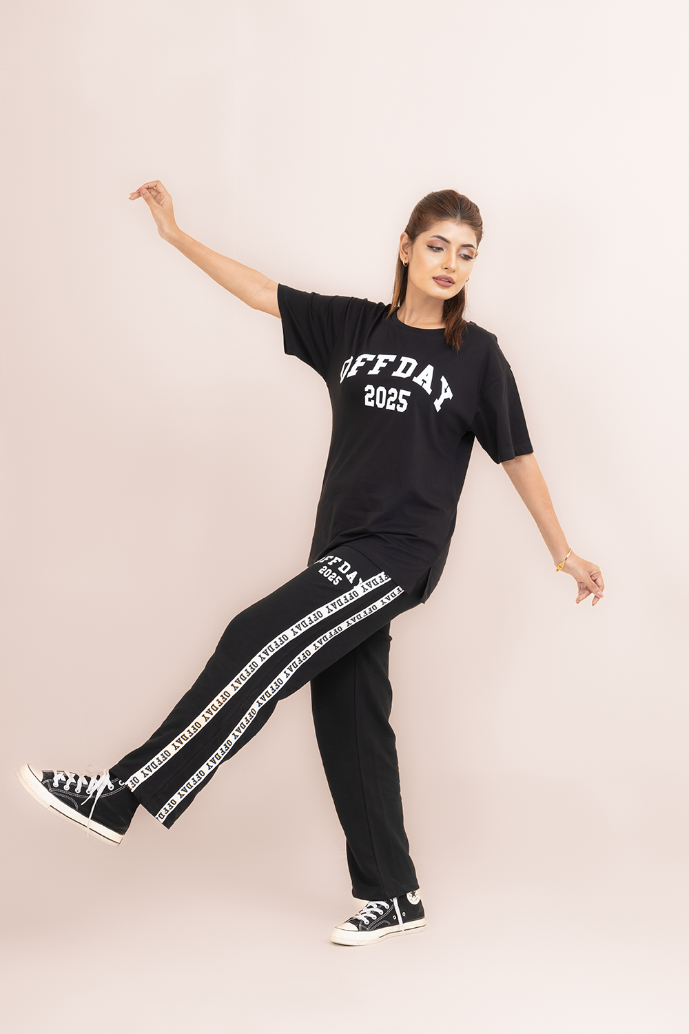 Women’s OFFDAY 25 Loungewear Set – Cotton Tee & Terry Pant | Soft & Breathable | OFFDAY